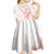 Polynesia Hammerhead Shark Kid Short Sleeve Dress Tropical Flowers Tribal Pattern Peach