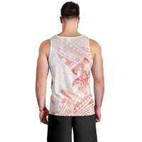 Polynesia Hammerhead Shark Men Tank Top Tropical Flowers Tribal Pattern Peach