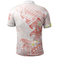 Polynesia Hammerhead Shark Polo Shirt Tropical Flowers Tribal Pattern Peach LT05 - Polynesian Pride