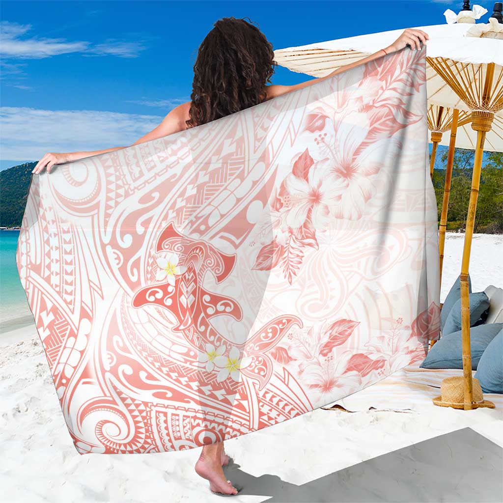 Polynesia Hammerhead Shark Sarong Tropical Flowers Tribal Pattern Peach LT05 One Size 44 x 66 inches Peach - Polynesian Pride