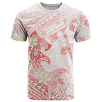 Polynesia Hammerhead Shark T Shirt Tropical Flowers Tribal Pattern Peach