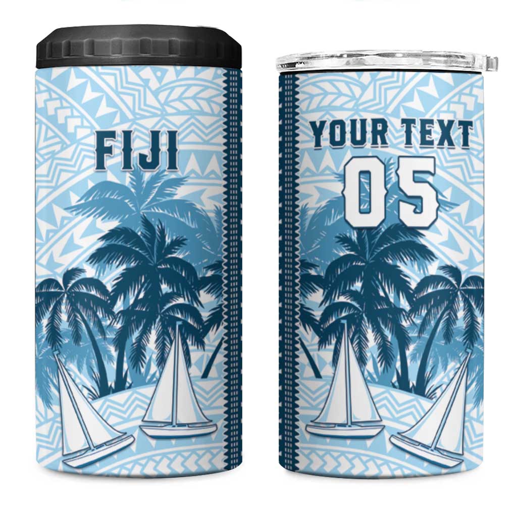 Custom Fiji Regatta 4 in 1 Can Cooler Tumbler Palm Tree Tapa Pattern - Polynesian Pride