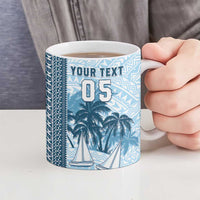 Custom Fiji Regatta Ceramic Mug Palm Tree Tapa Pattern - Polynesian Pride