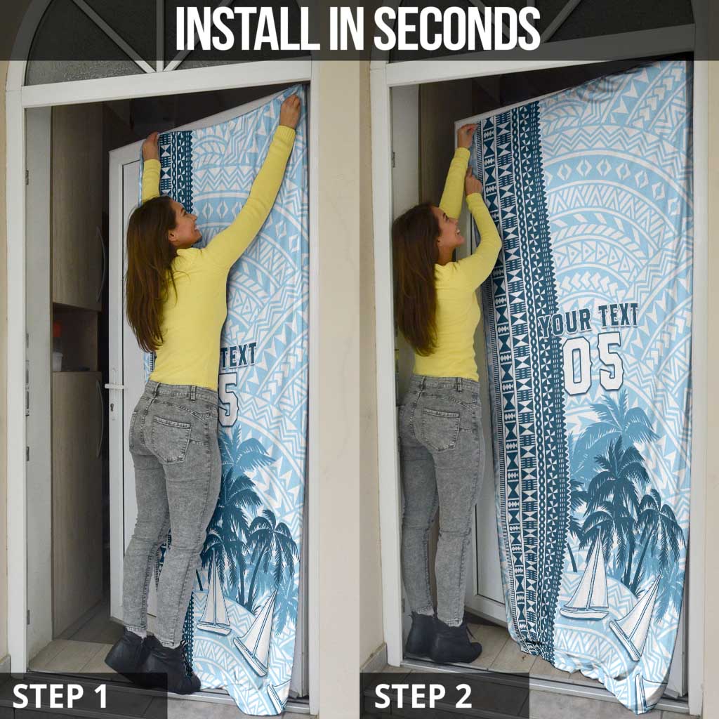 Fiji Regatta Door Cover Palm Tree Tapa Pattern - Polynesian Pride