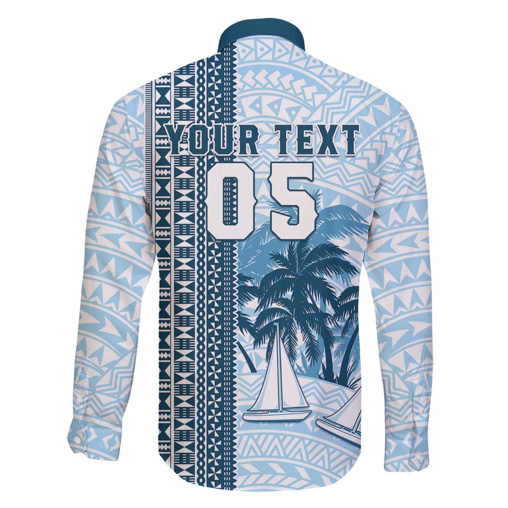 Custom Fiji Regatta Family Matching Off Shoulder Short Dress and Hawaiian Shirt Palm Tree Tapa Pattern - Polynesian Pride