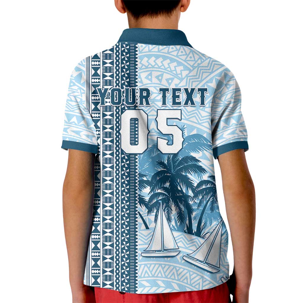 Custom Fiji Regatta Kid Polo Shirt Palm Tree Tapa Pattern LT05 - Polynesian Pride