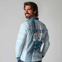 Custom Fiji Regatta Long Sleeve Polo Shirt Palm Tree Tapa Pattern - Polynesian Pride