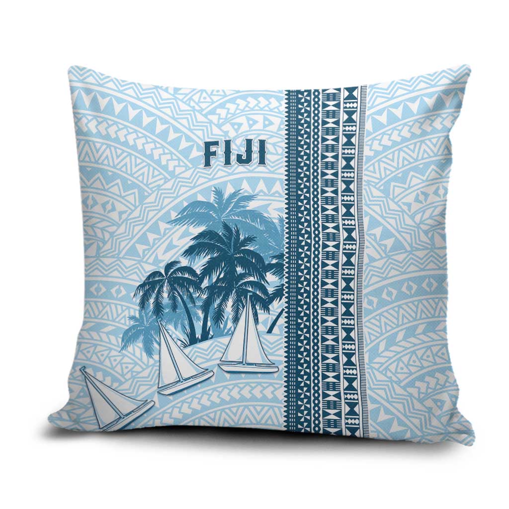 Fiji Regatta Pillow Cover Palm Tree Tapa Pattern - Polynesian Pride