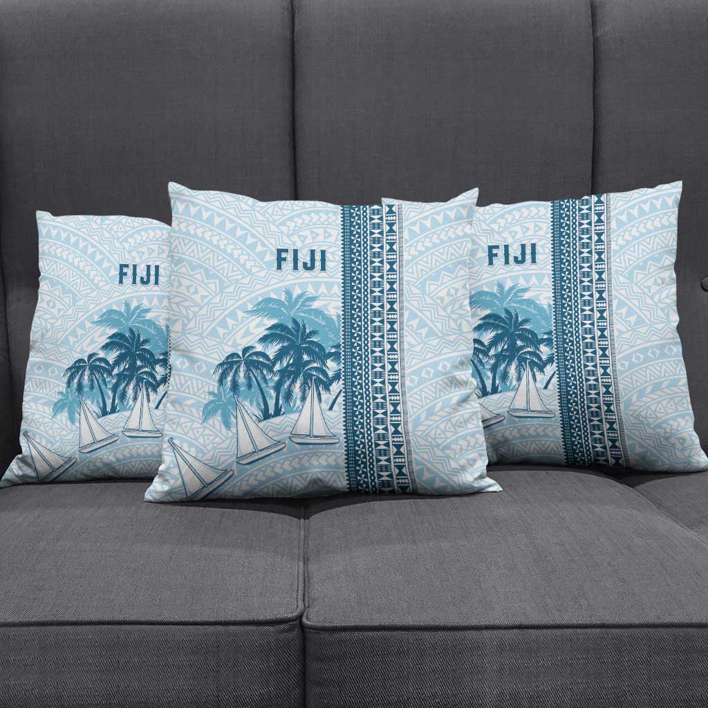 Fiji Regatta Pillow Cover Palm Tree Tapa Pattern - Polynesian Pride