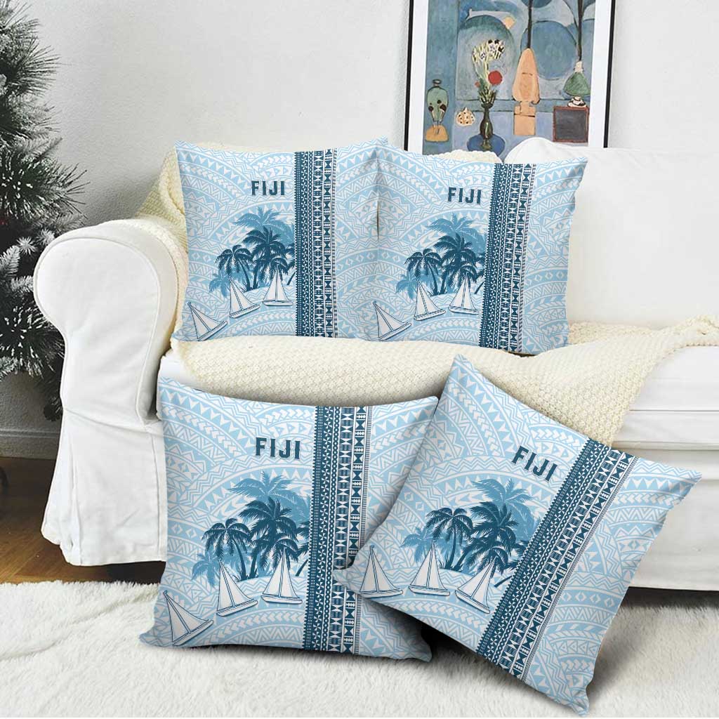 Fiji Regatta Pillow Cover Palm Tree Tapa Pattern - Polynesian Pride