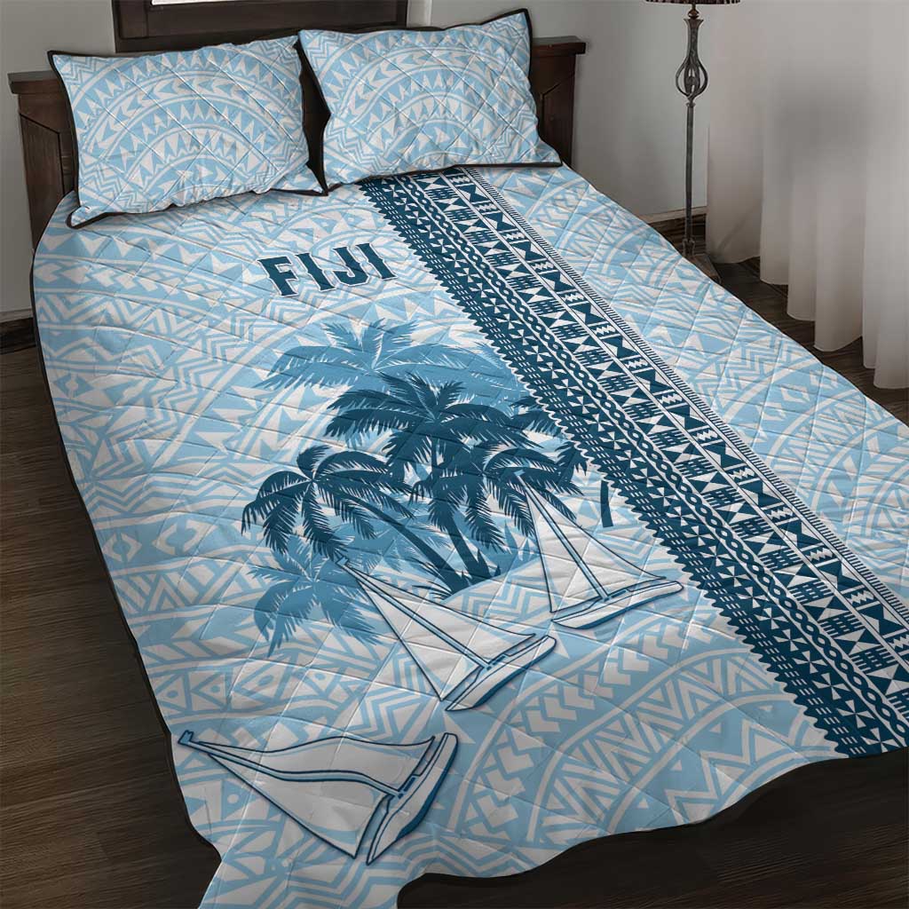 Fiji Regatta Quilt Bed Set Palm Tree Tapa Pattern - Polynesian Pride