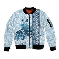 Custom Fiji Regatta Sleeve Zip Bomber Jacket Palm Tree Tapa Pattern - Polynesian Pride