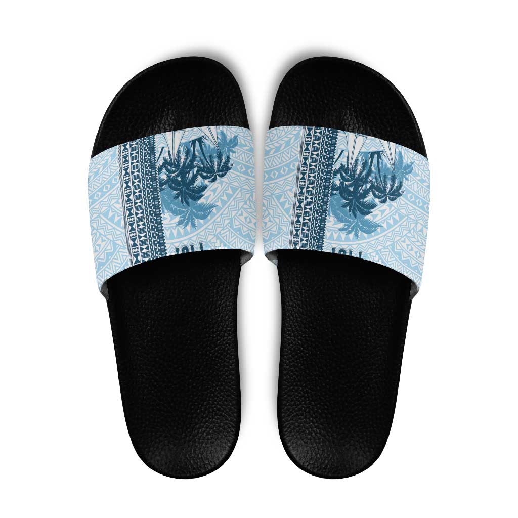Fiji Regatta Slide Sandals Palm Tree Tapa Pattern - Polynesian Pride