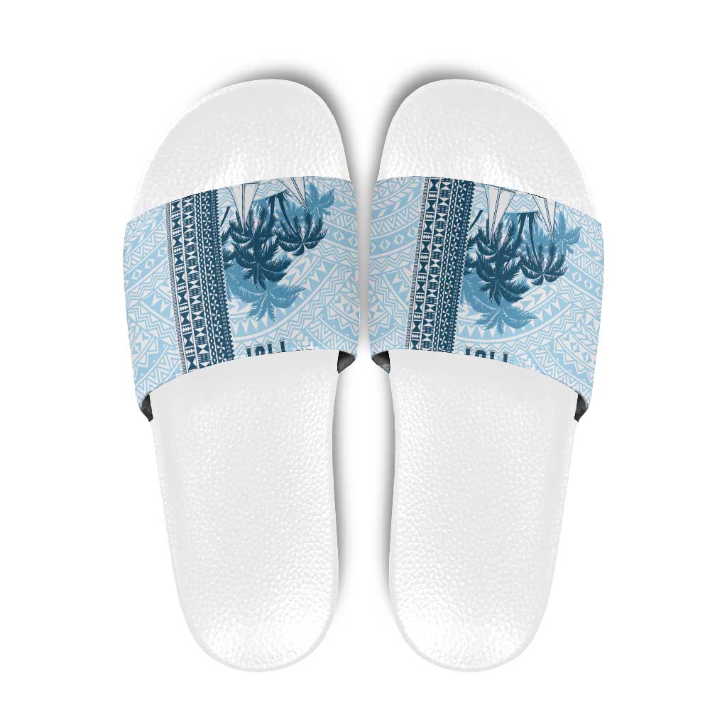 Fiji Regatta Slide Sandals Palm Tree Tapa Pattern - Polynesian Pride