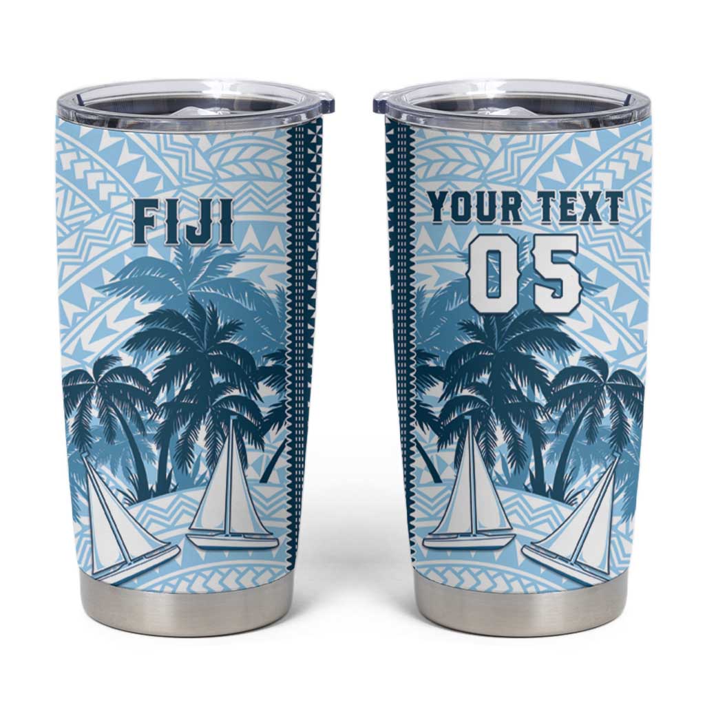 Custom Fiji Regatta Tumbler Cup Palm Tree Tapa Pattern - Polynesian Pride