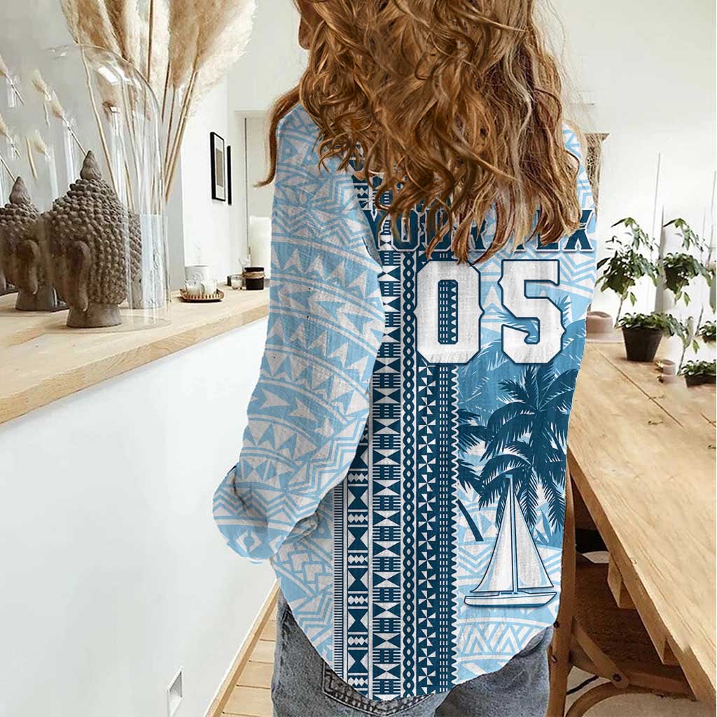 Custom Fiji Regatta Women Casual Shirt Palm Tree Tapa Pattern - Polynesian Pride