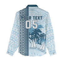 Custom Fiji Regatta Women Casual Shirt Palm Tree Tapa Pattern - Polynesian Pride