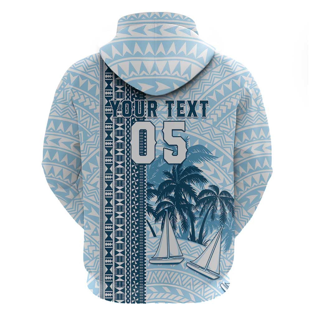 Custom Fiji Regatta Zip Hoodie Palm Tree Tapa Pattern - Polynesian Pride