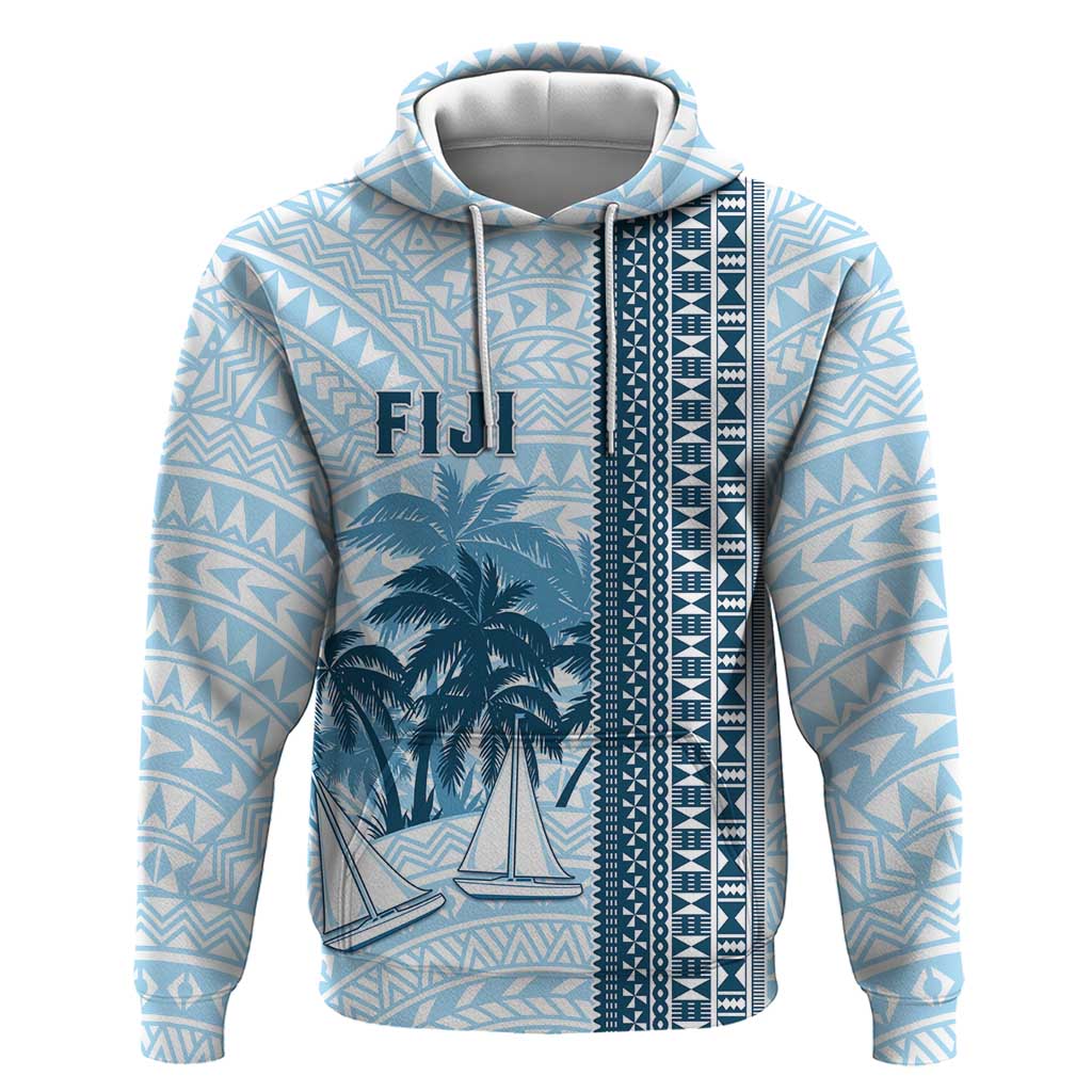 Custom Fiji Regatta Zip Hoodie Palm Tree Tapa Pattern - Polynesian Pride