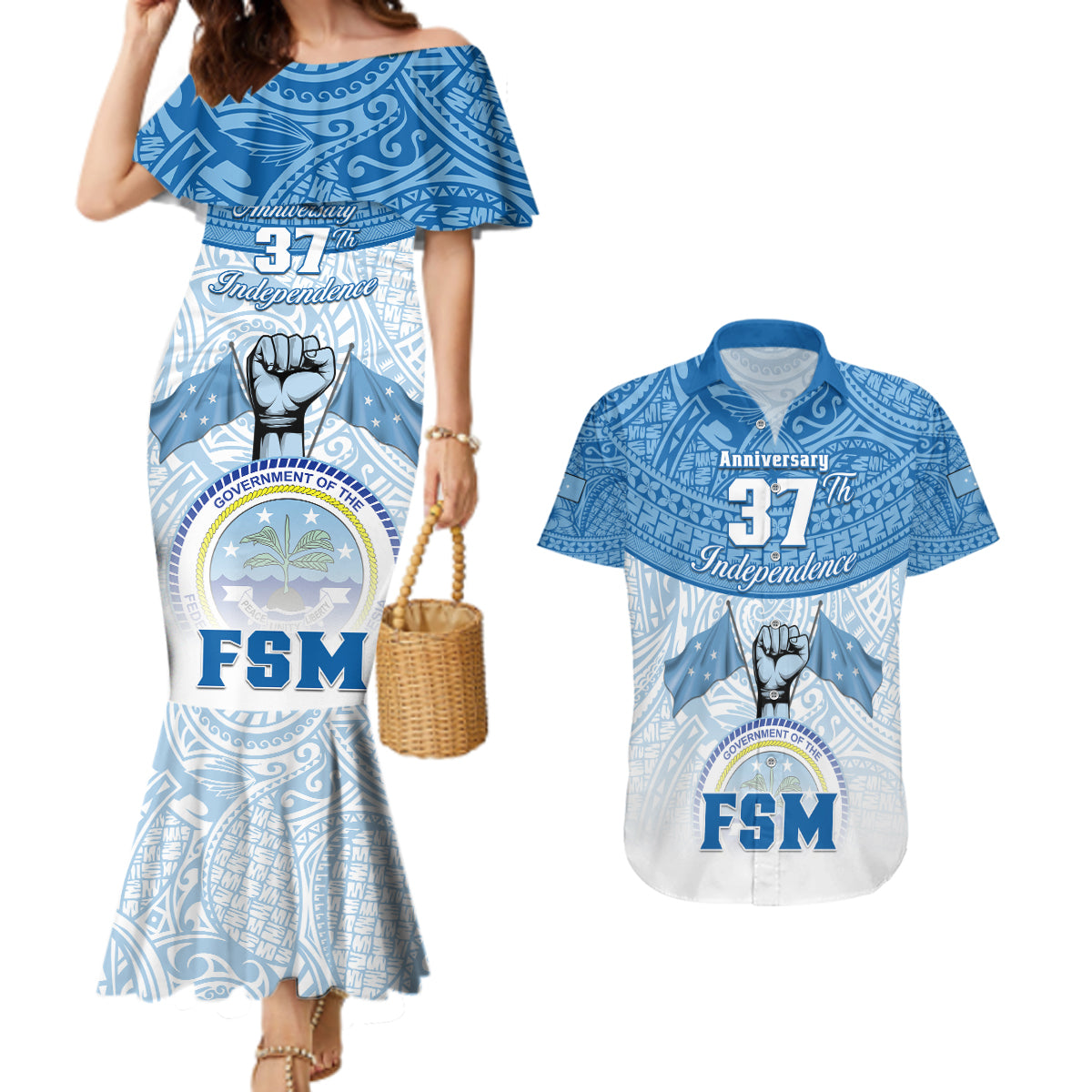 personalized-federated-states-of-micronesia-couples-matching-mermaid-dress-and-hawaiian-shirt-happy-37th-independence-anniversary