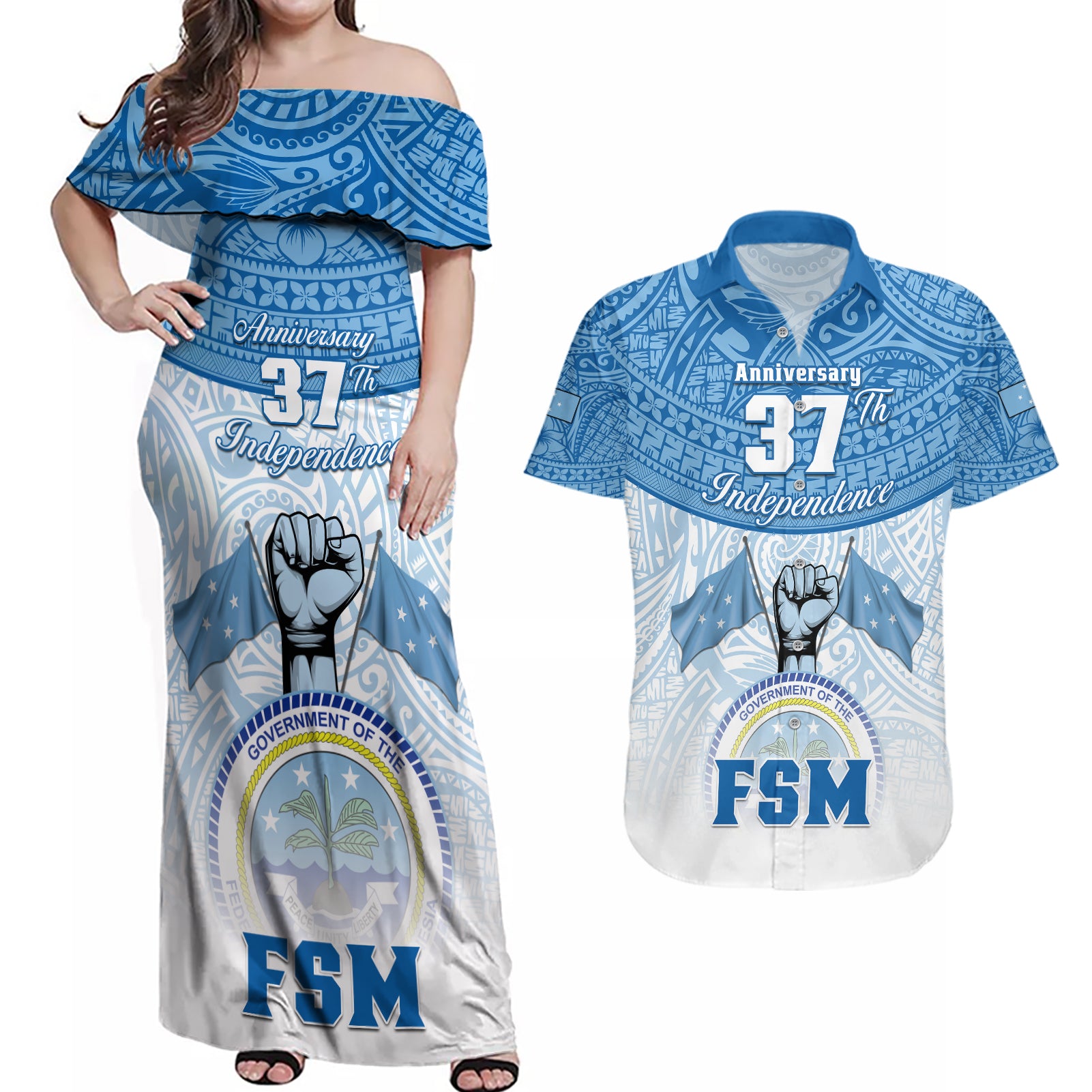 personalized-federated-states-of-micronesia-couples-matching-off-shoulder-maxi-dress-and-hawaiian-shirt-happy-37th-independence-anniversary