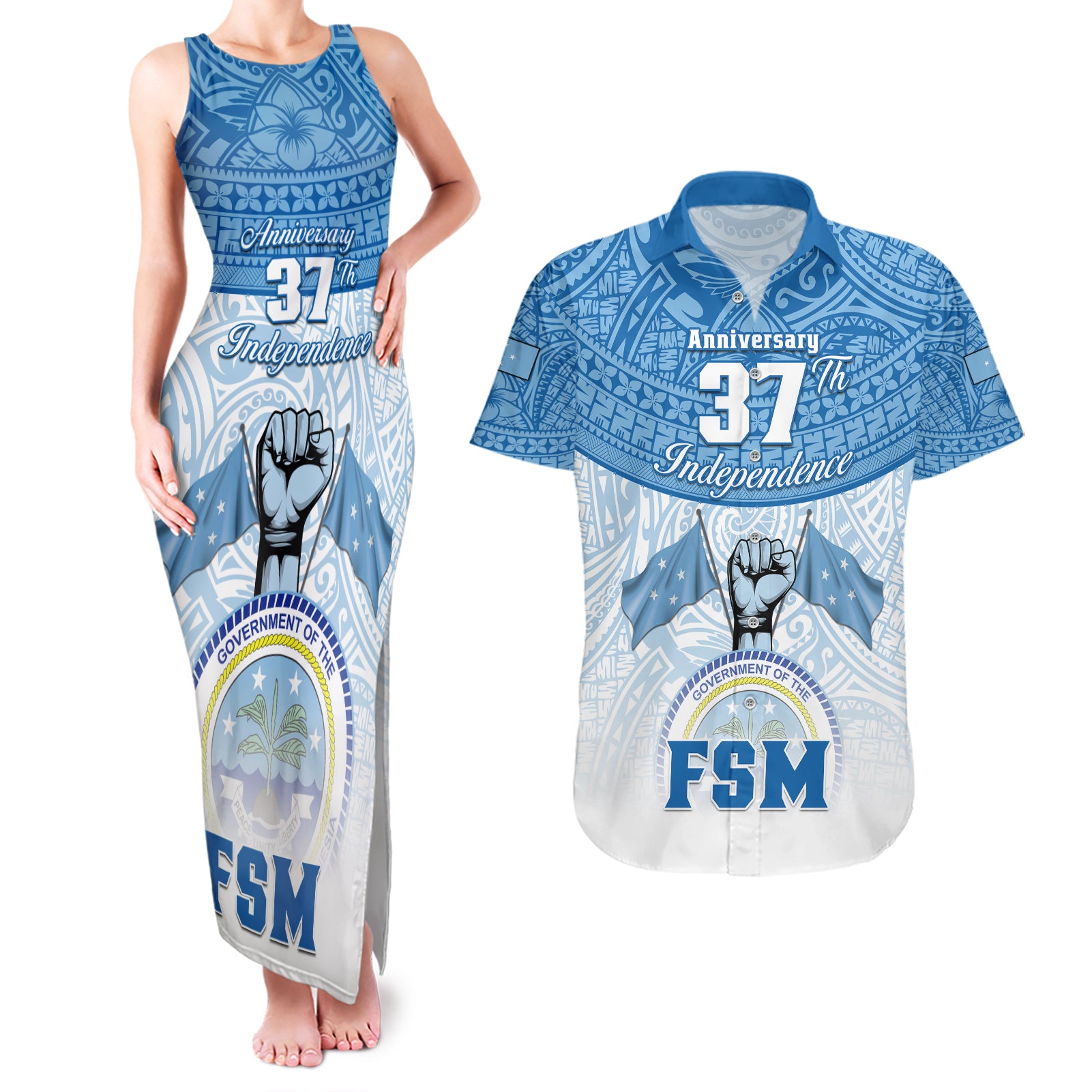 personalized-federated-states-of-micronesia-couples-matching-tank-maxi-dress-and-hawaiian-shirt-happy-37th-independence-anniversary