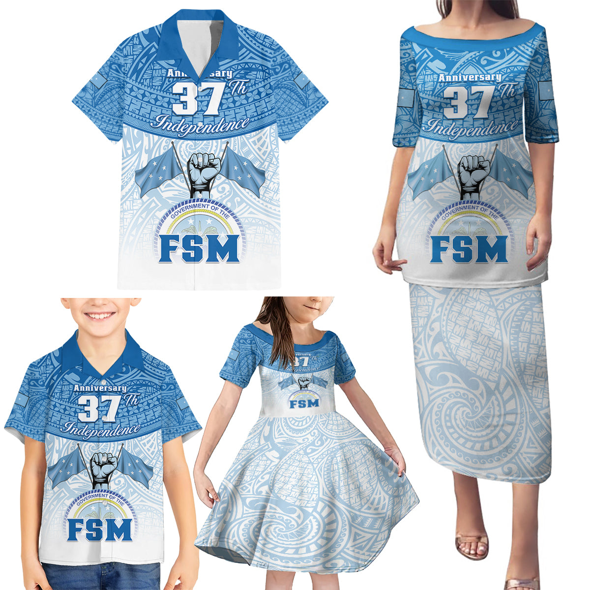 personalized-federated-states-of-micronesia-family-matching-puletasi-dress-and-hawaiian-shirt-happy-37th-independence-anniversary