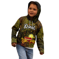 Happy Diwali Festival Kid Hoodie Diya Lamp Hibiscus Polynesian Pattern LT05 - Polynesian Pride