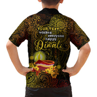 personalized-happy-diwali-festival-kid-hawaiian-shirt-diya-lamp-hibiscus-polynesian-pattern