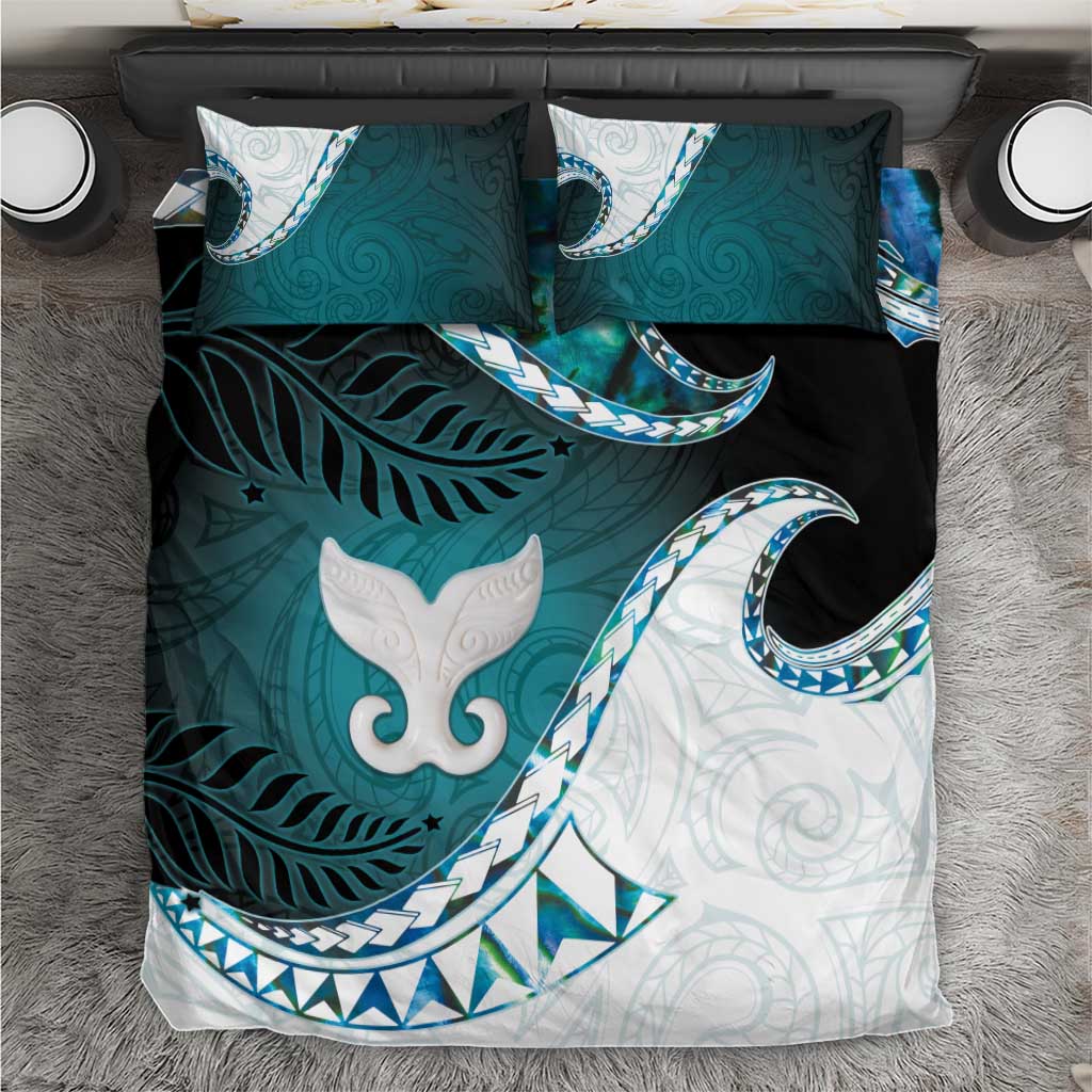 Aotearoa New Zealand Bedding Set Maori Wera Paua Shell Teal Glitter LT05 Teal - Polynesian Pride