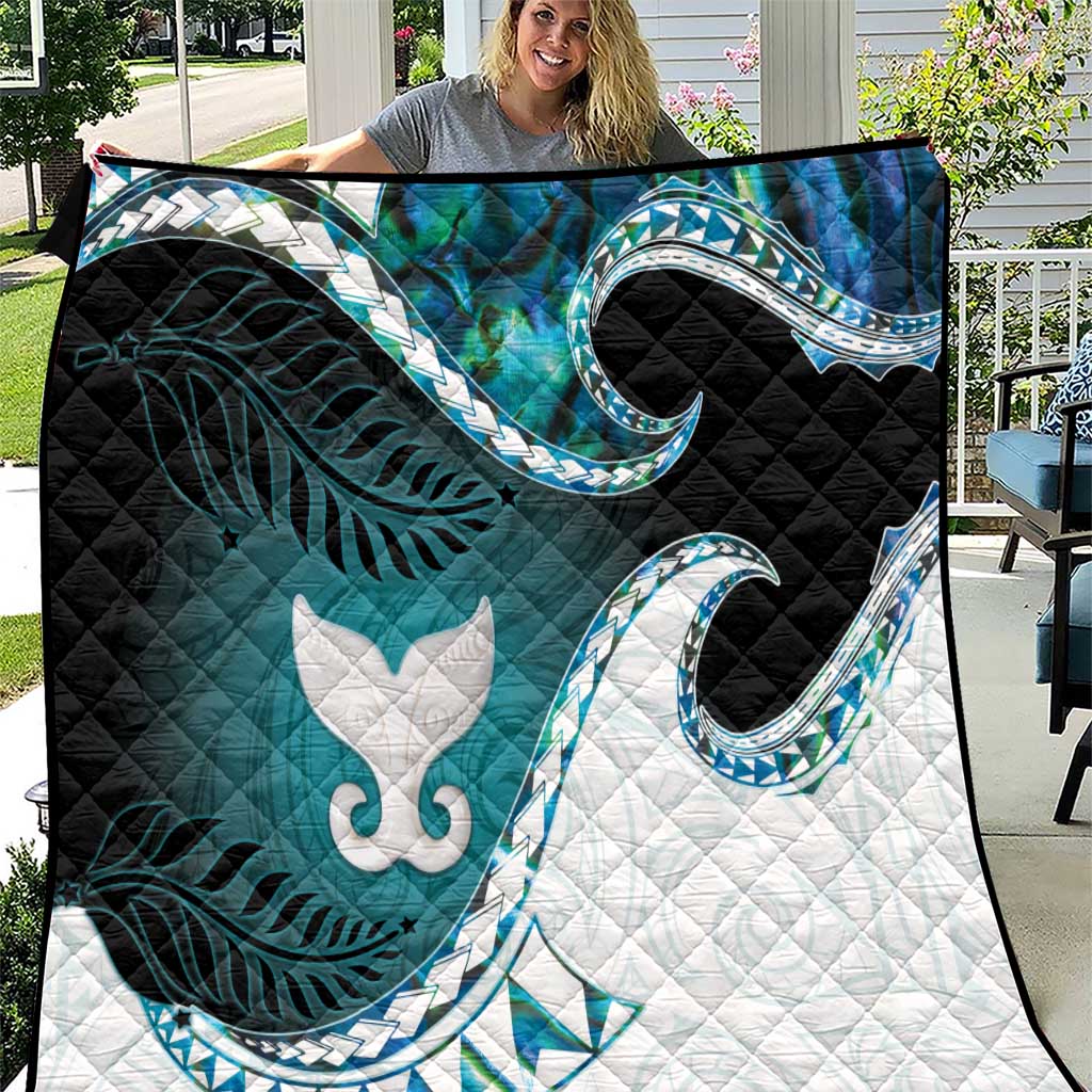 Aotearoa New Zealand Quilt Maori Wera Paua Shell Teal Glitter LT05 Teal - Polynesian Pride