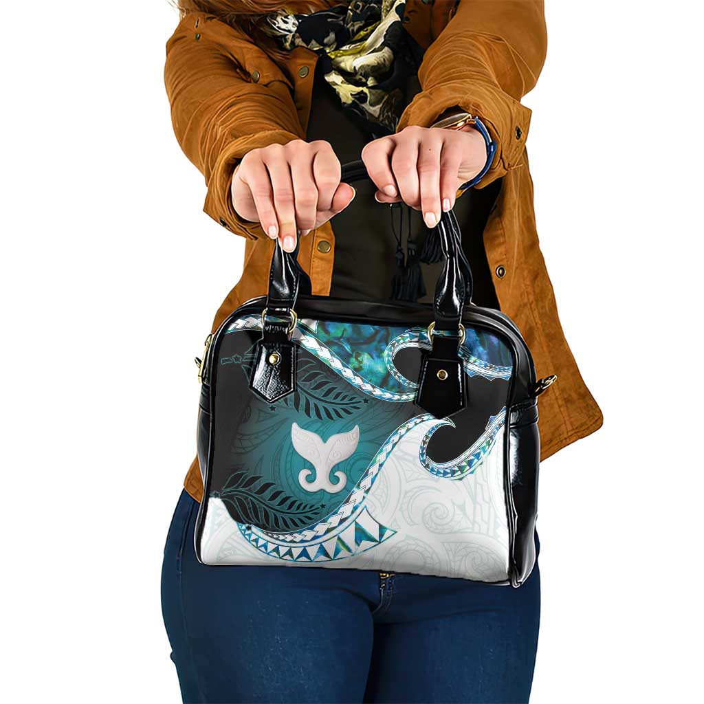 Aotearoa New Zealand Shoulder Handbag Maori Wera Paua Shell Teal Glitter LT05 One Size Teal - Polynesian Pride