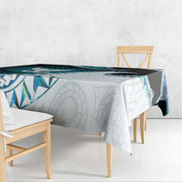 Aotearoa New Zealand Tablecloth Maori Wera Paua Shell Teal Glitter