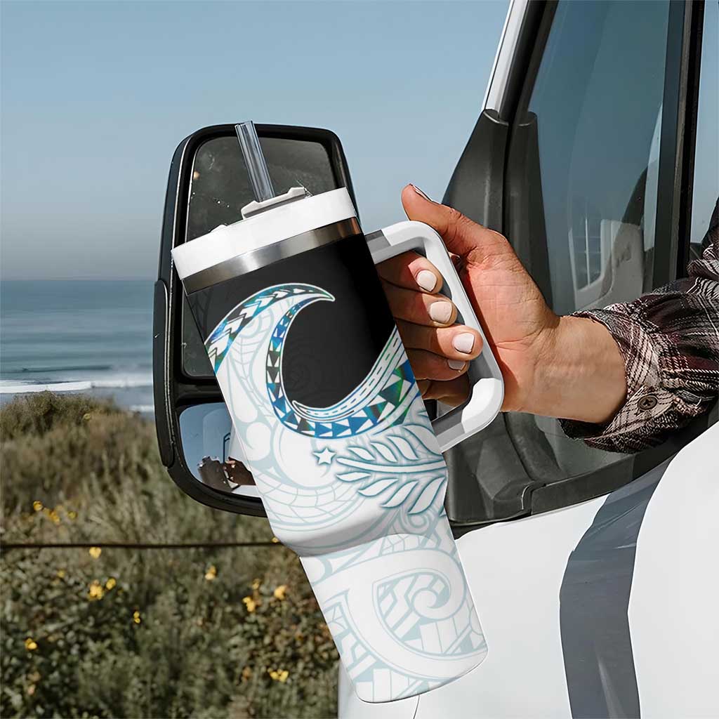 Aotearoa New Zealand Tumbler With Handle Maori Wera Paua Shell Teal Glitter