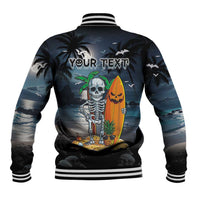 Personalised Hawaii Halloween Baseball Jacket Hallowaiian Skeleton Surf LT05 - Polynesian Pride