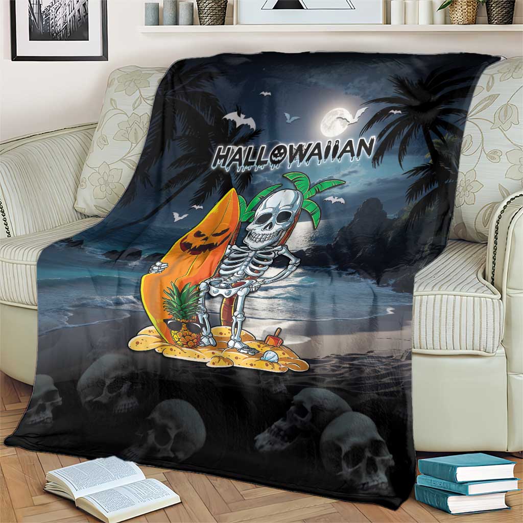 Hawaii Halloween Blanket Hallowaiian Skeleton Surf