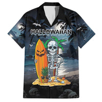 Personalised Hawaii Halloween Family Matching Short Sleeve Bodycon Dress and Hawaiian Shirt Hallowaiian Skeleton Surf