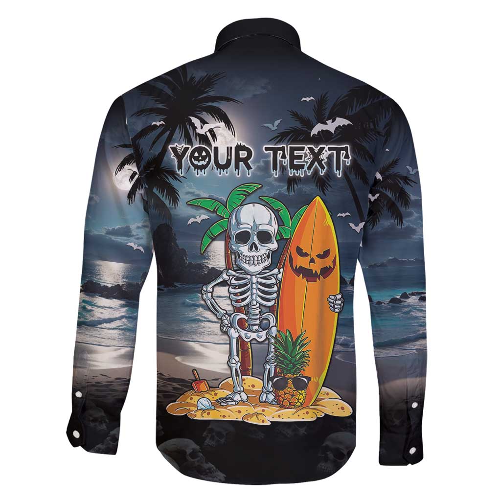 Personalised Hawaii Halloween Family Matching Tank Maxi Dress and Hawaiian Shirt Hallowaiian Skeleton Surf