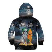 Personalised Hawaii Halloween Kid Hoodie Hallowaiian Skeleton Surf