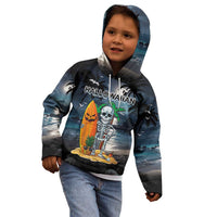 Personalised Hawaii Halloween Kid Hoodie Hallowaiian Skeleton Surf