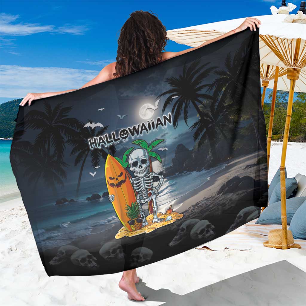 Hawaii Halloween Sarong Hallowaiian Skeleton Surf LT05 One Size 44 x 66 inches Black - Polynesian Pride