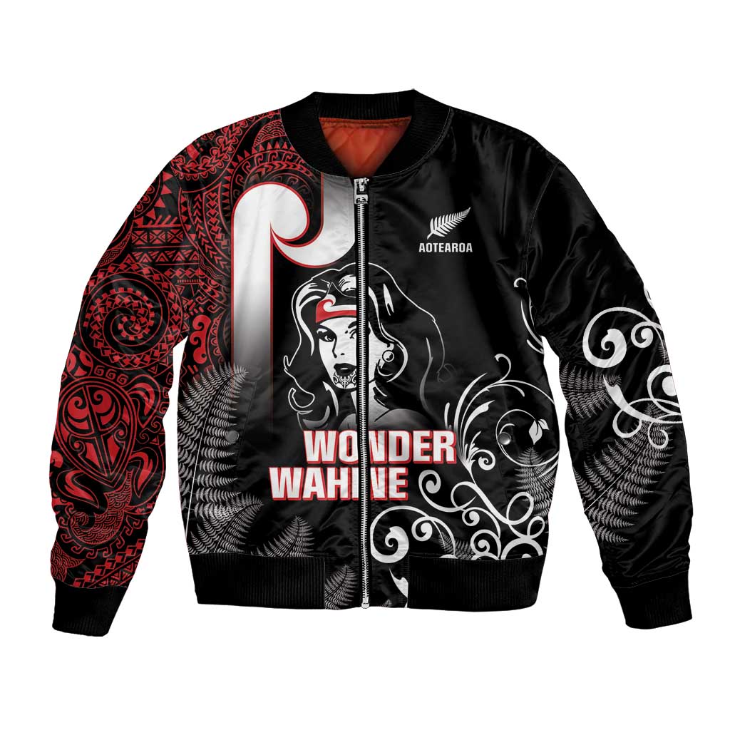 New Zealand Aotearoa Mana Wahine Bomber Jacket LT05 Unisex Black - Polynesian Pride