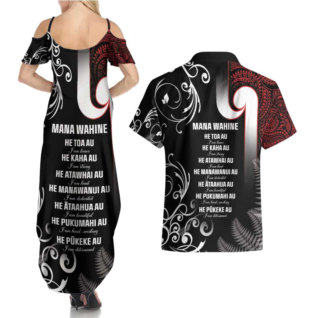 New Zealand Aotearoa Mana Wahine Couples Matching Summer Maxi Dress and Hawaiian Shirt