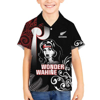 New Zealand Aotearoa Mana Wahine Family Matching Tank Maxi Dress and Hawaiian Shirt LT05 Son's Shirt Black - Polynesian Pride