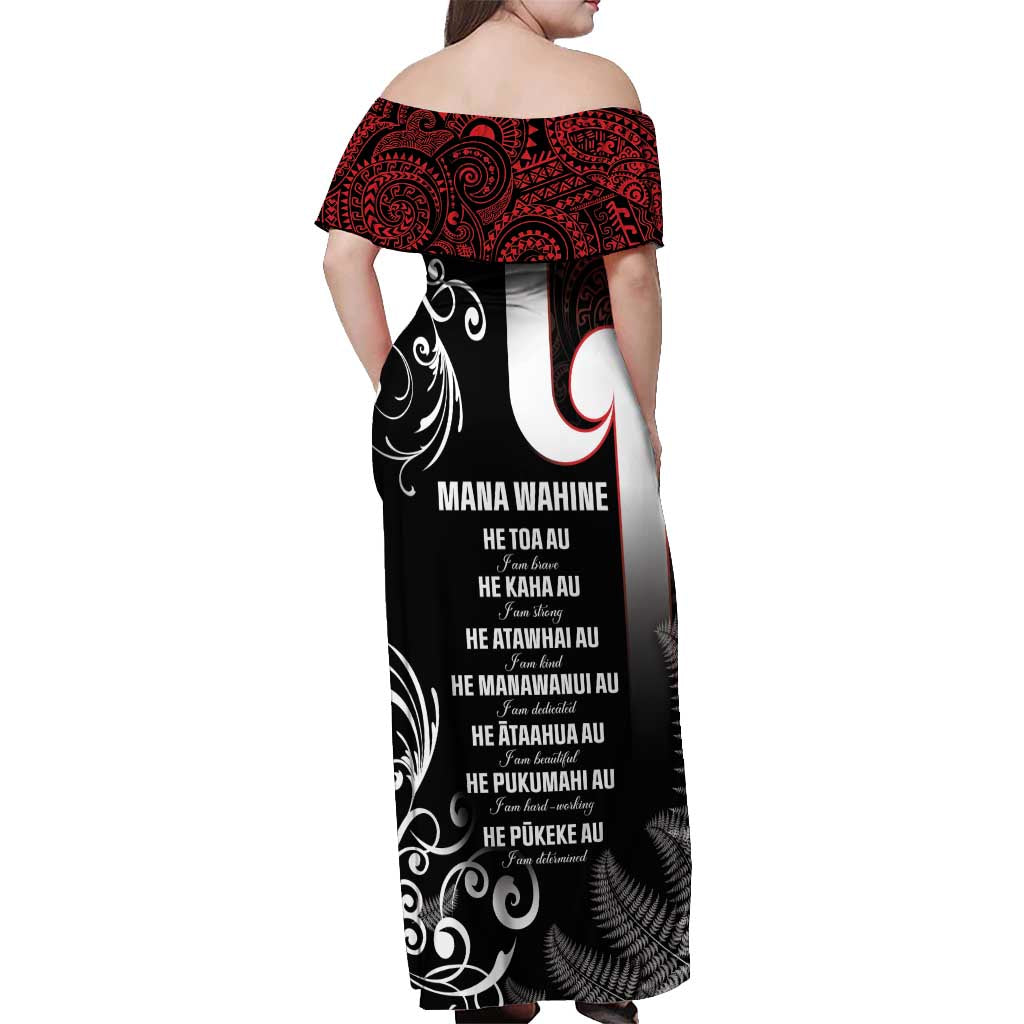 New Zealand Aotearoa Mana Wahine Off Shoulder Maxi Dress LT05 - Polynesian Pride