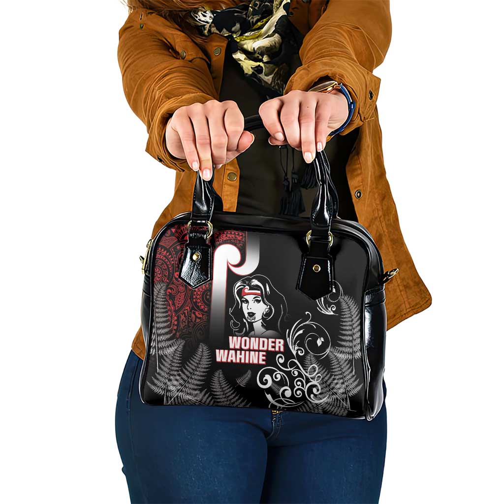 New Zealand Aotearoa Mana Wahine Shoulder Handbag LT05 One Size Black - Polynesian Pride