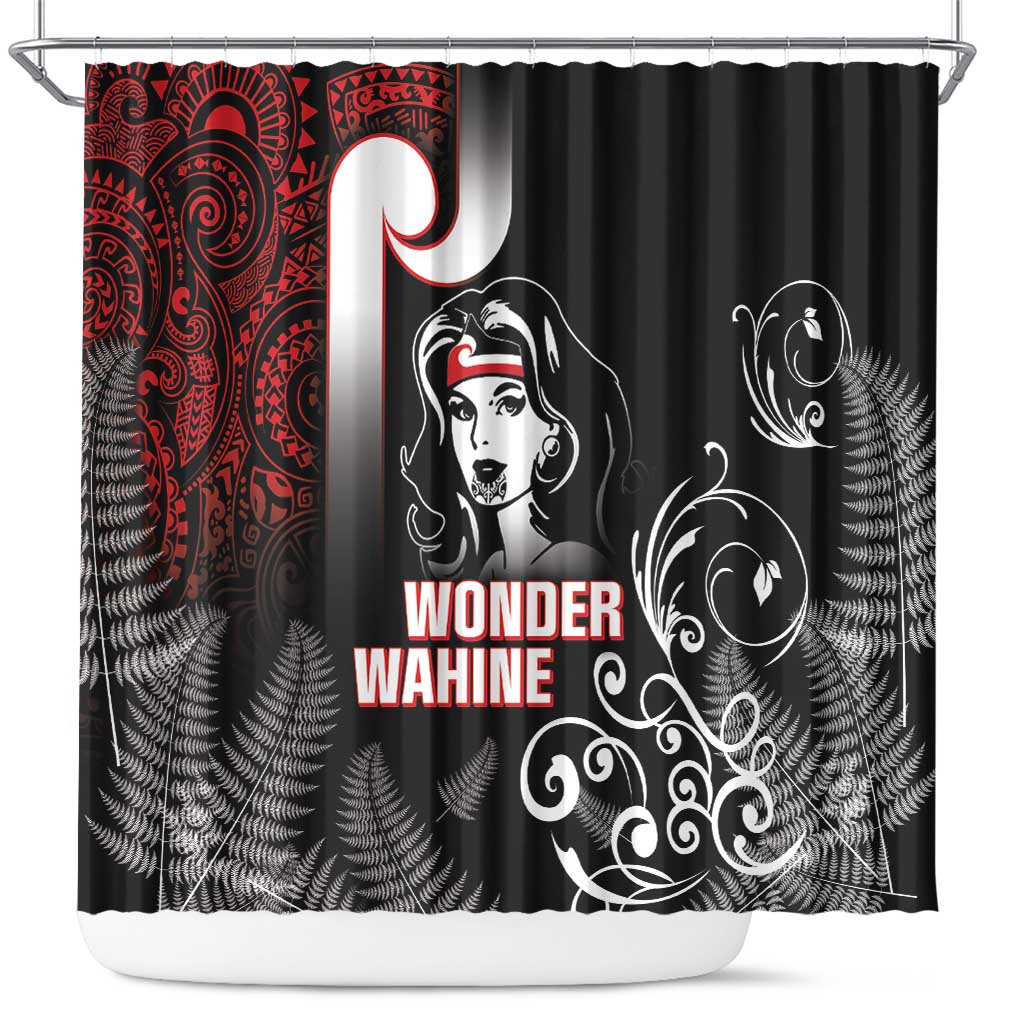 New Zealand Aotearoa Mana Wahine Shower Curtain LT05 Black - Polynesian Pride