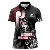 New Zealand Aotearoa Mana Wahine Women Polo Shirt LT05 Female Black - Polynesian Pride