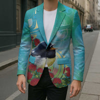 New Zealand Tomtit Blazer Maori Koru With Pohutukawa Galaxy Style - Polynesian Pride