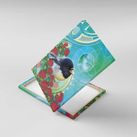 New Zealand Tomtit Canvas Wall Art Maori Koru With Pohutukawa Galaxy Style - Polynesian Pride